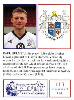 1991 Merlin Rugby League #113 Paul Hulme Back